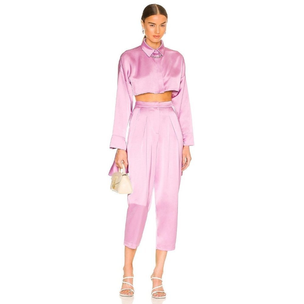 Selmacilek Pleated High Rise Pants In Lilac Xsmall New Womens Trousers